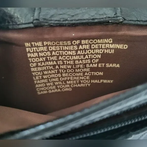 Samsara Black Leather Tri-fold Wallet with Gold Zipper - Picture 7 of 9